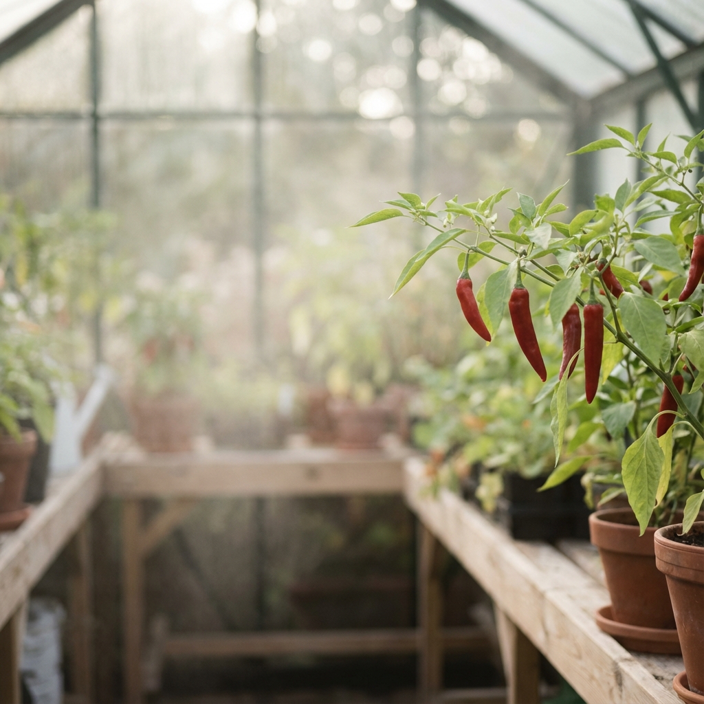 Chiliplantor i växthus